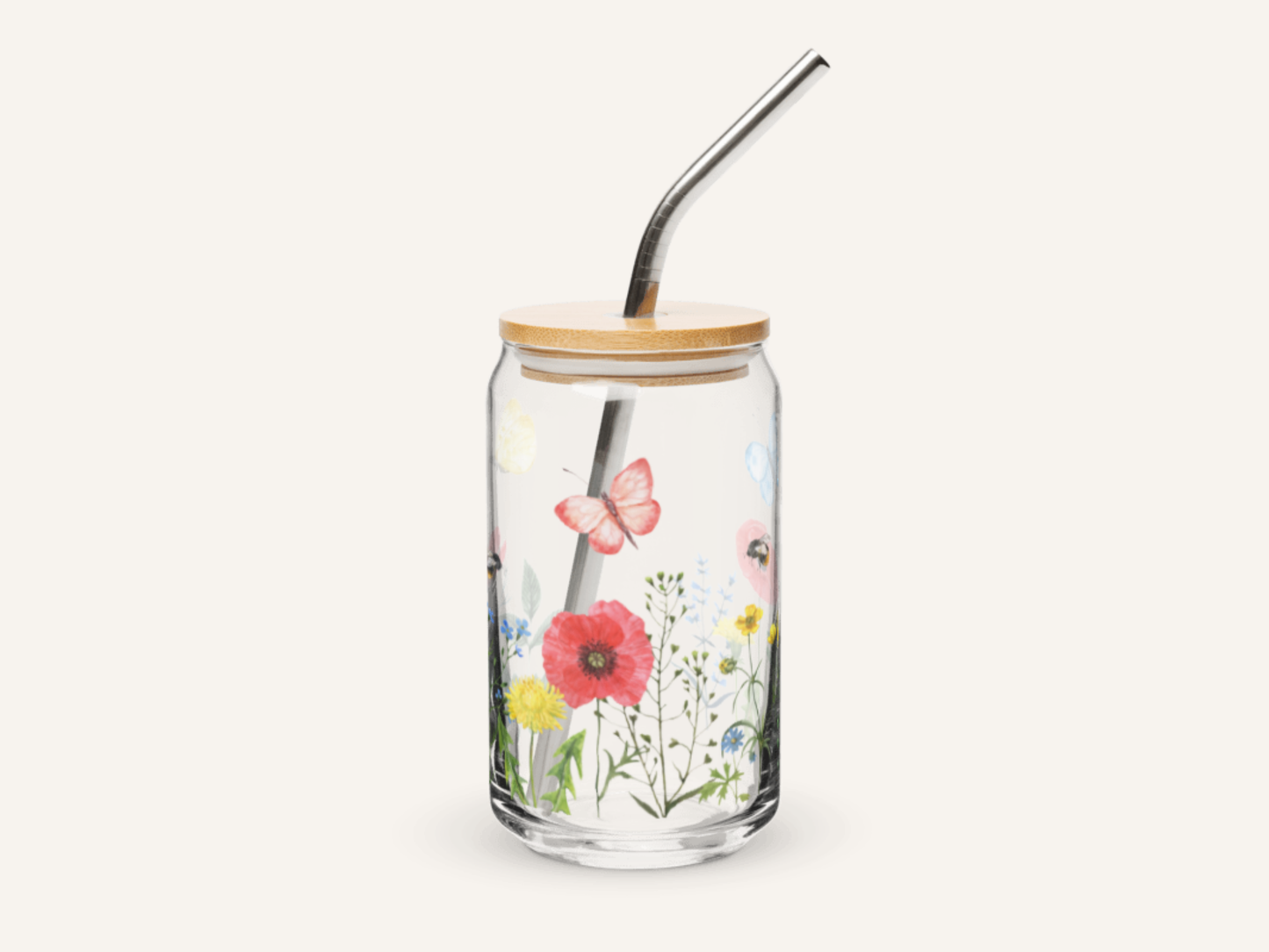 Butterfly Meadow 16oz Glass Can Cup