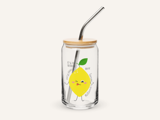 Lemon Squeezey 16oz Glass Can Cup
