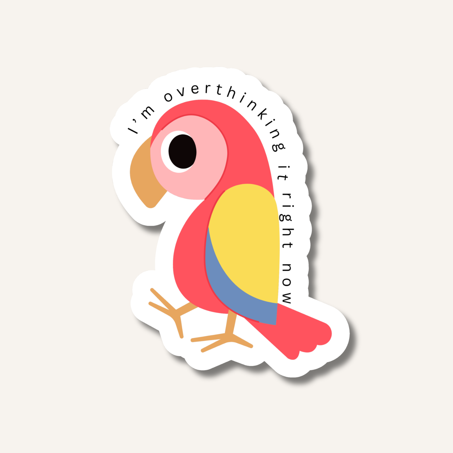 Overthinking Parrot Sticker